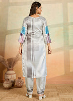 Thumbnail for Prazu Fashion Light Grey Printed Cotton Reyon Kurta Pant Set - Distacart