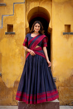 Thumbnail for Evanik Pure Chanderi With Thread Work Lehenga Choli - Distacart