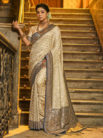 Thumbnail for Anaita Off White Banarasi Saree With Blouse Piece - Distacart