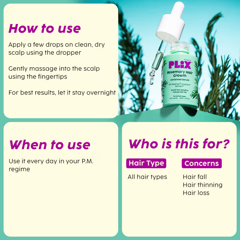 PLIX The Plant Fix Rosemary Anti Hairfall Kit (Serum, Shampoo, Conditioner & Hair Mask) - Distacart