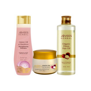 Jovees Organic Onion Hair Oil & Shampoo & Hair SPA Masque Combo - Distacart