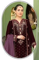Thumbnail for Anaita Purple Velvet Suit with Embroidery Sequence Work