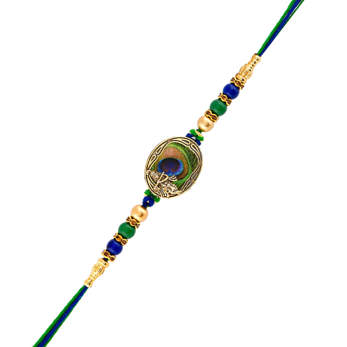 trueBrowns X Voylla Peacock Feather Beaded Single Rakhi