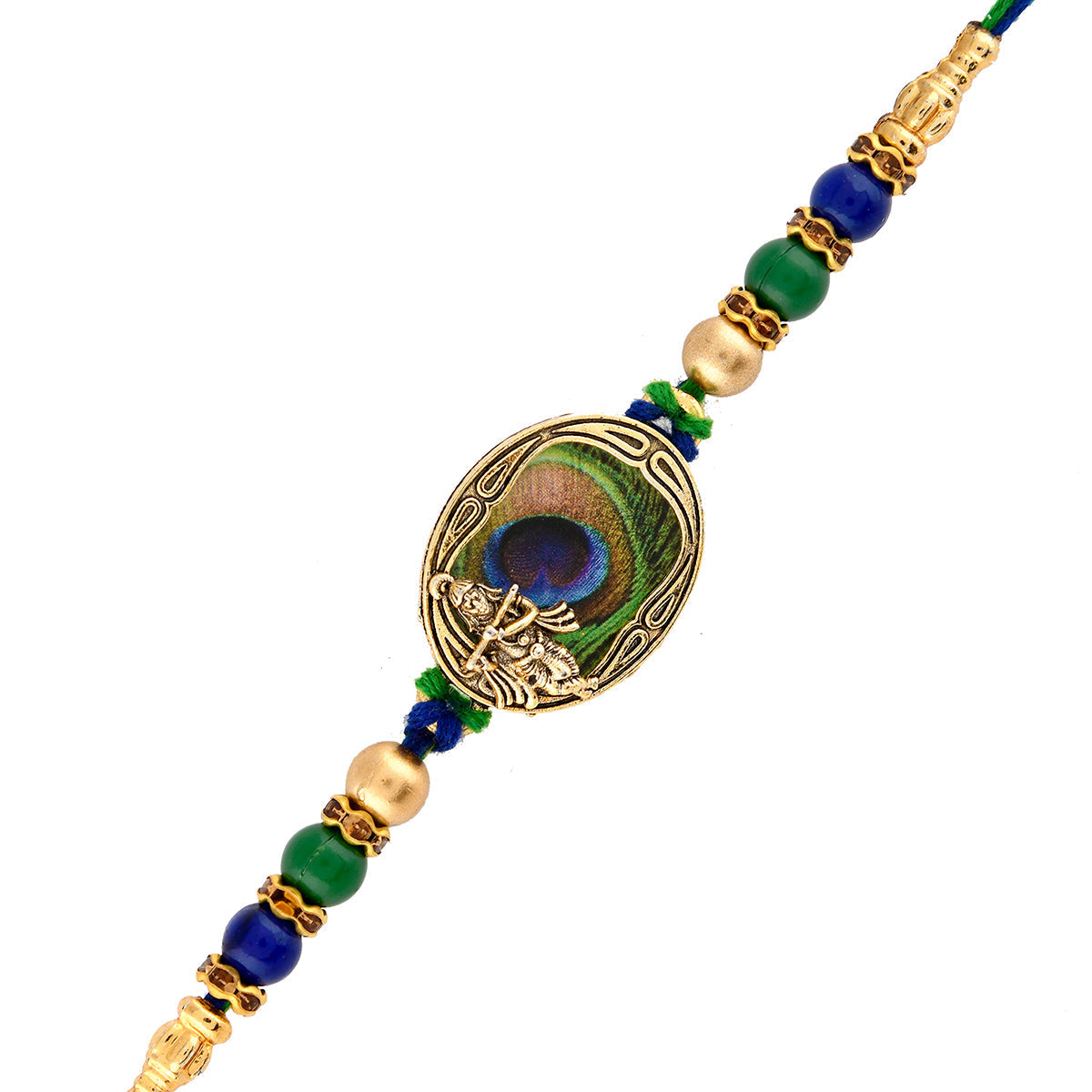 trueBrowns X Voylla Peacock Feather Beaded Single Rakhi