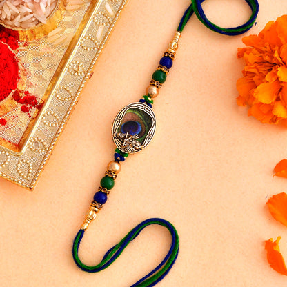 trueBrowns X Voylla Peacock Feather Beaded Single Rakhi - Distacart