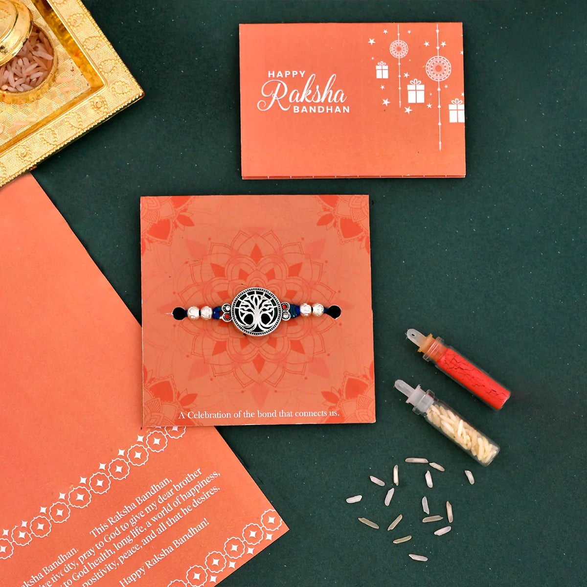 trueBrowns X Voylla Blue High Polish Beaded Thread Rakhi
