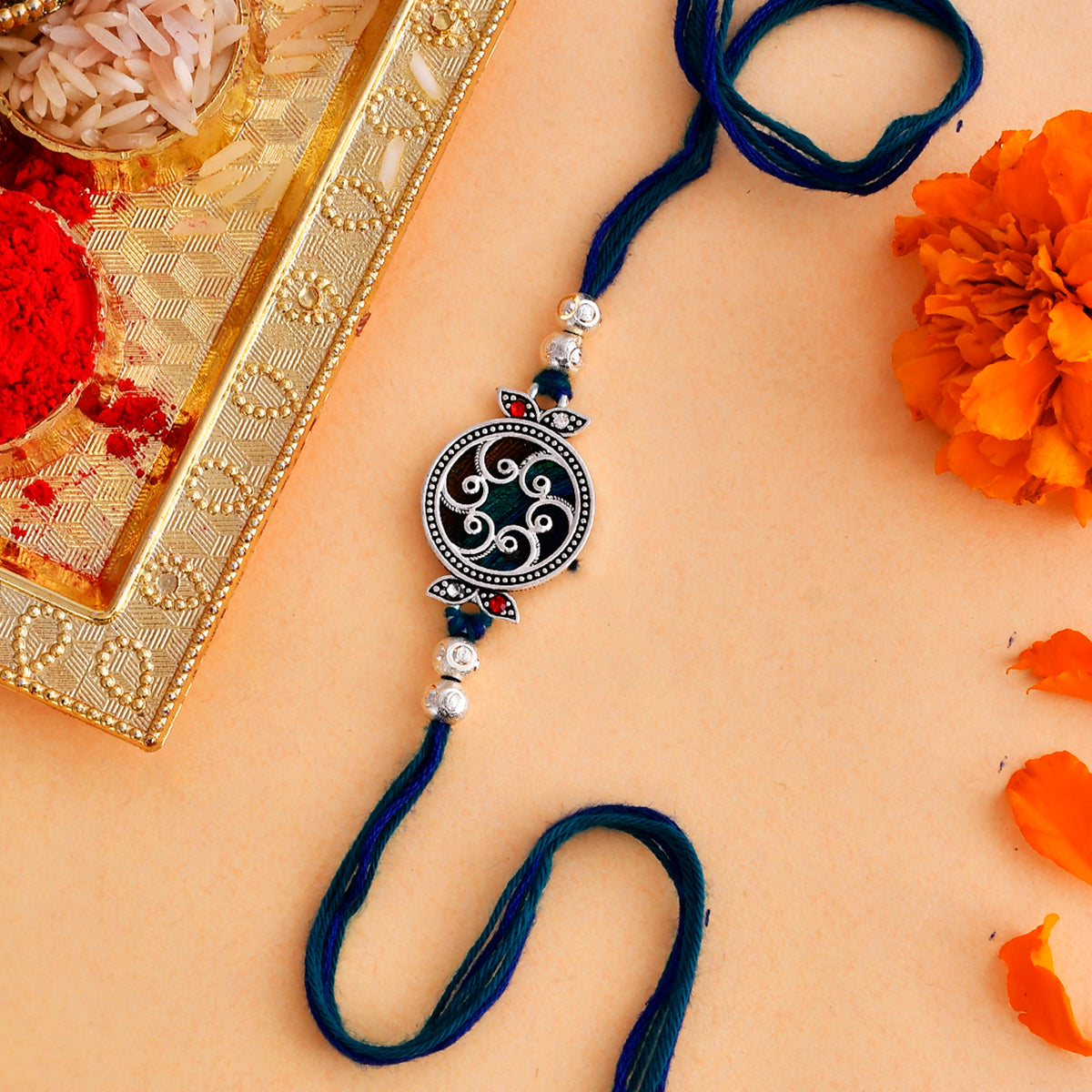 trueBrowns X Voylla Beaded Mandala Inspired Thread Rakhi - Distacart