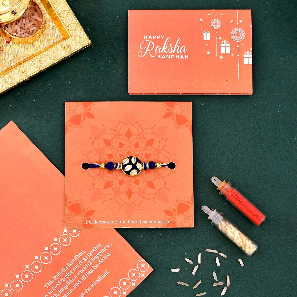 trueBrowns X Voylla Ethnic Embellished Blue Thread Rakhi