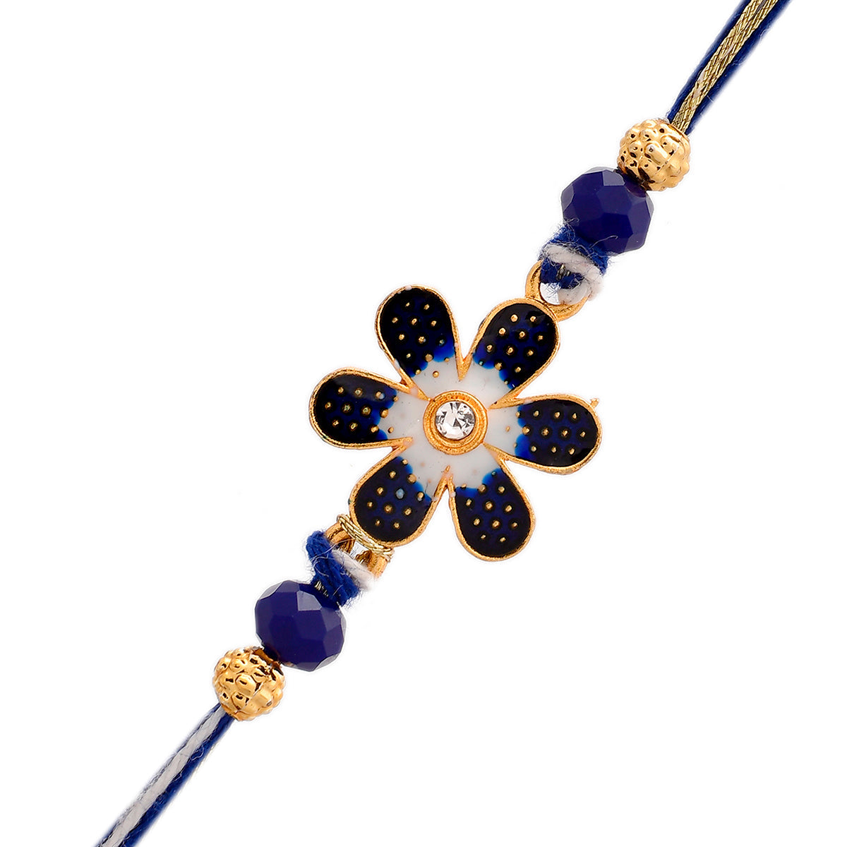 trueBrowns X Voylla Ethnic Floral Motif Blue Thread Rakhi
