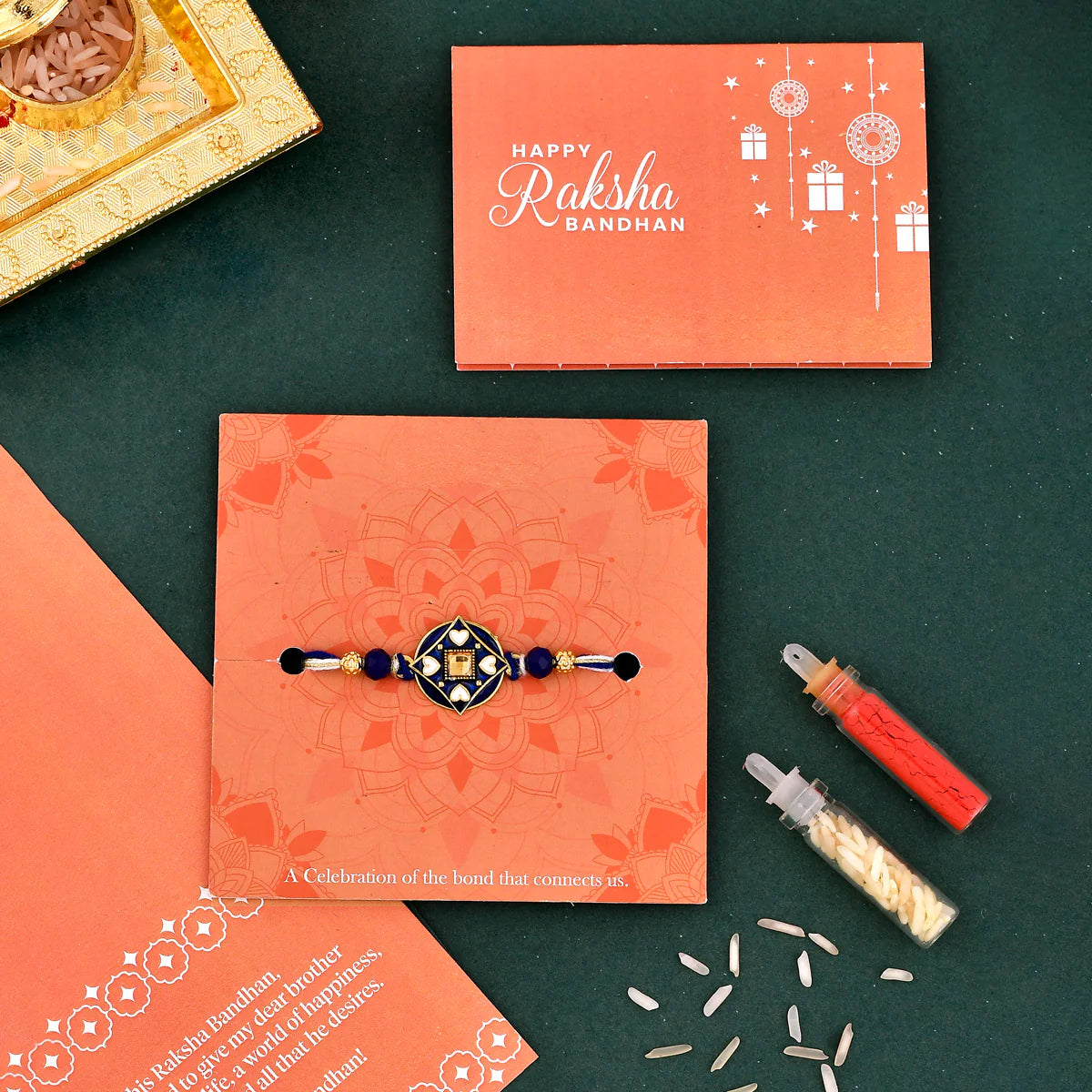 trueBrowns X Voylla Ethnic Mandala Inspired Blue Thread Rakhi - Distacart