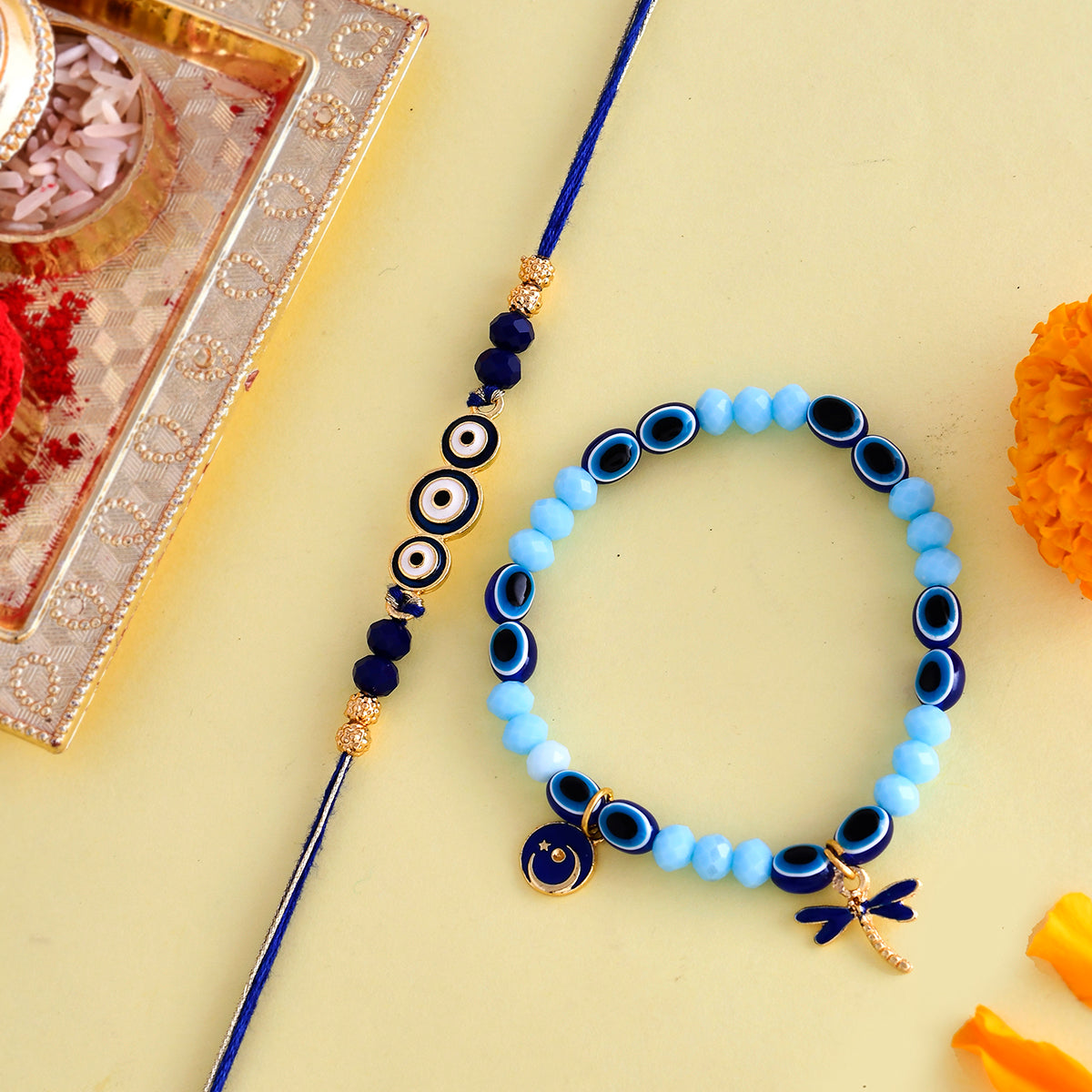 trueBrowns X Voylla Evil Eye Bracelet Style Bhaiya-Bhabhi Rakhi - Distacart
