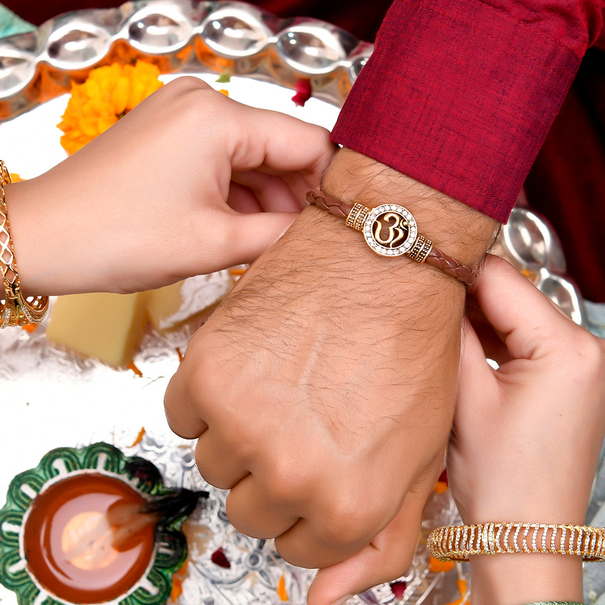 trueBrowns X Voylla Om Leather Bracelet Style Rakhi - Distacart