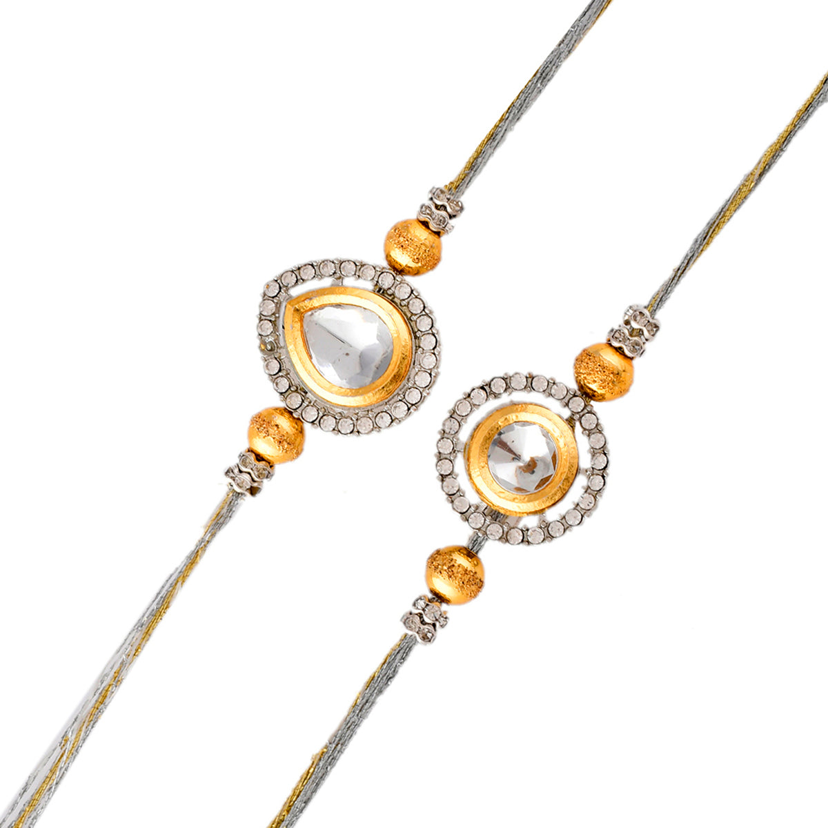 trueBrowns X Voylla Kundan Polki Studded Thread Rakhis - Pack Of 2 - Distacart