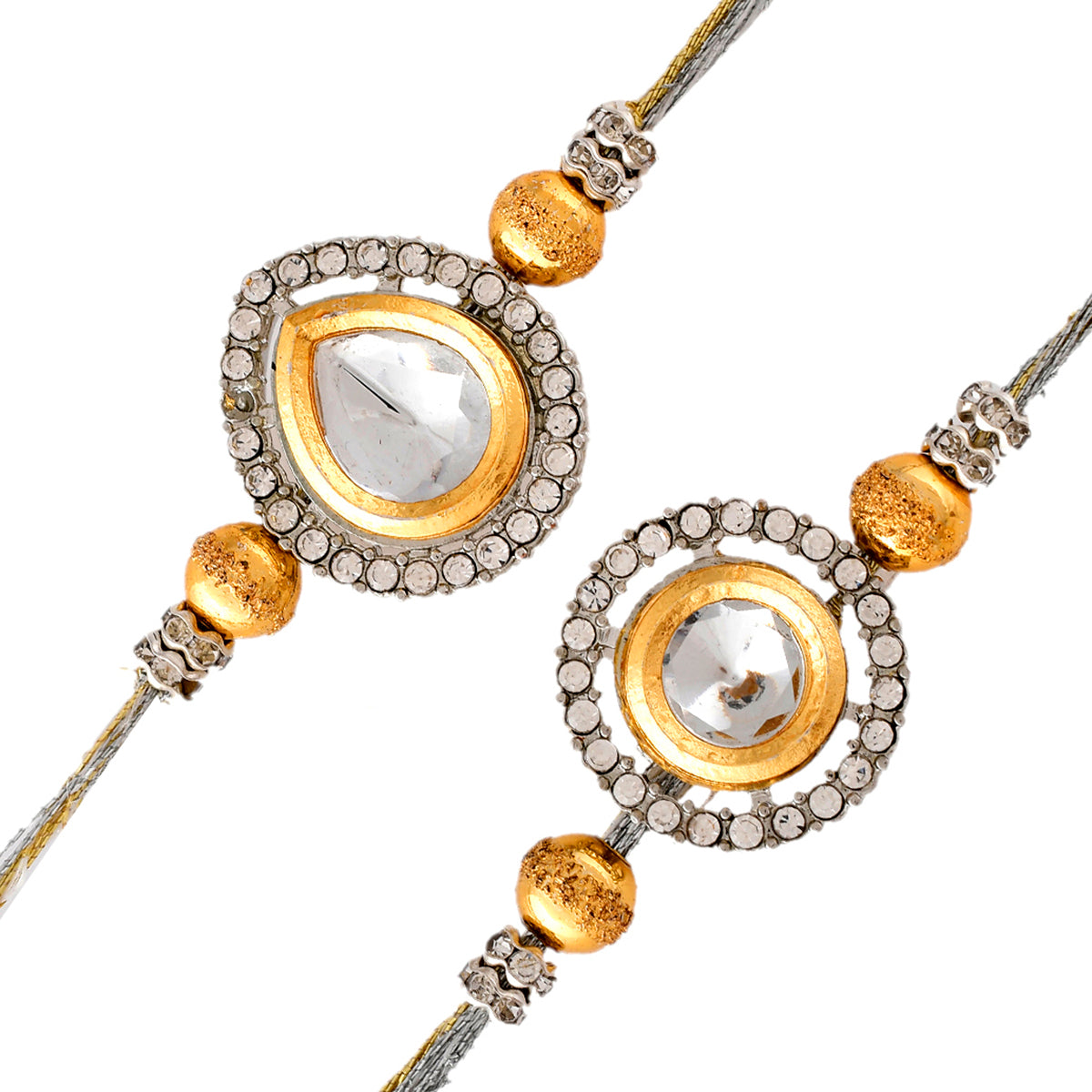trueBrowns X Voylla Kundan Polki Studded Thread Rakhis - Pack Of 2