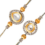 Thumbnail for trueBrowns X Voylla Kundan Polki Studded Thread Rakhis - Pack Of 2