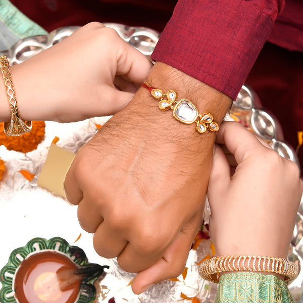 trueBrowns X Voylla Classic Kundan Polki Studded Ethnic Thread Rakhi
