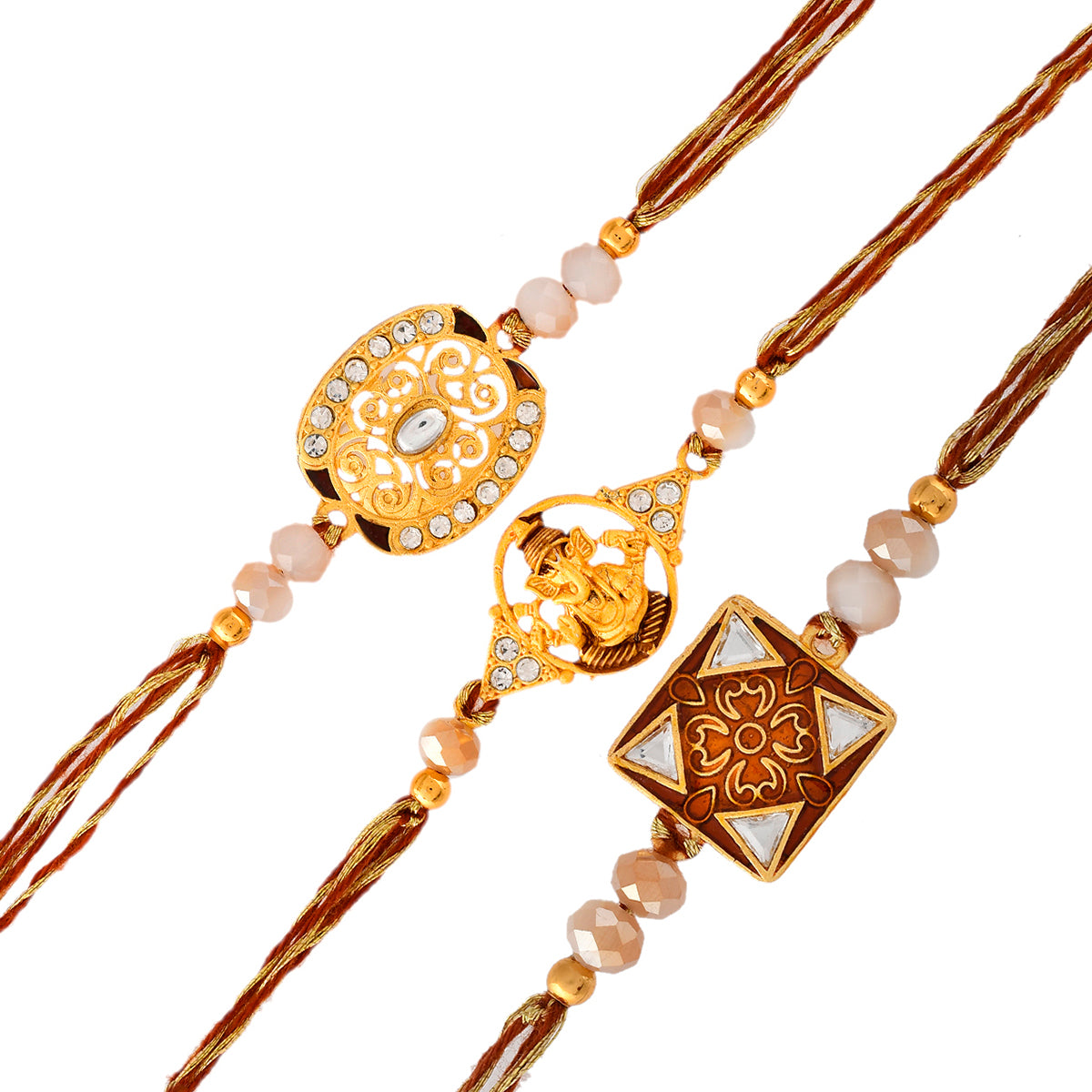 trueBrowns X Voylla Ethnic Style Designer Thread Rakhis - Pack Of 3 - Distacart