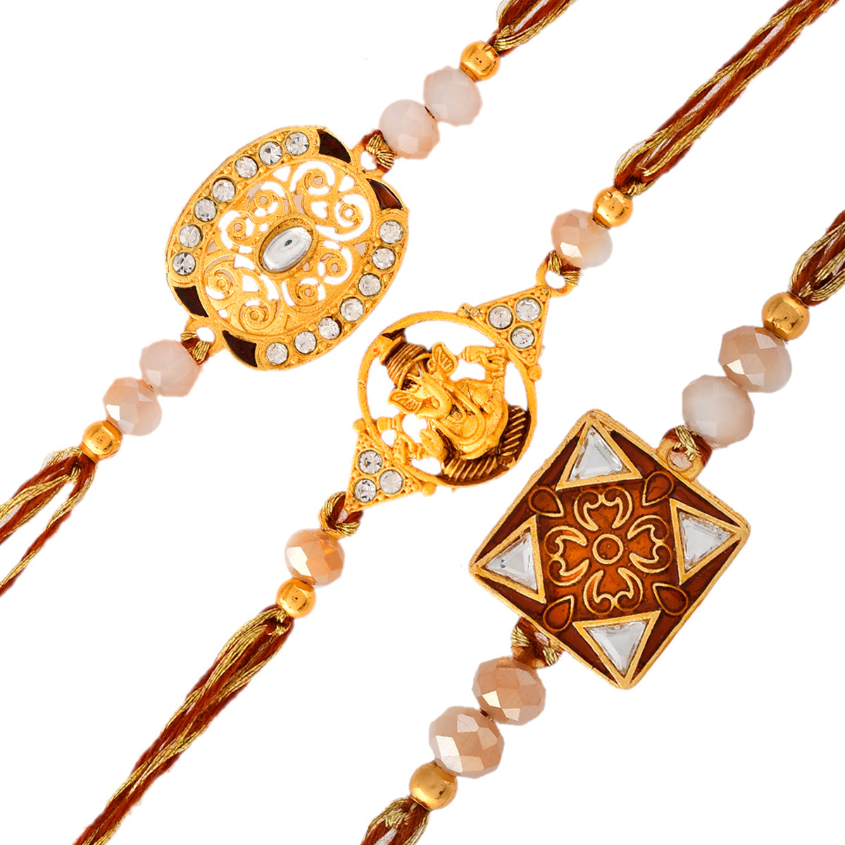 trueBrowns X Voylla Ethnic Style Designer Thread Rakhis - Pack Of 3