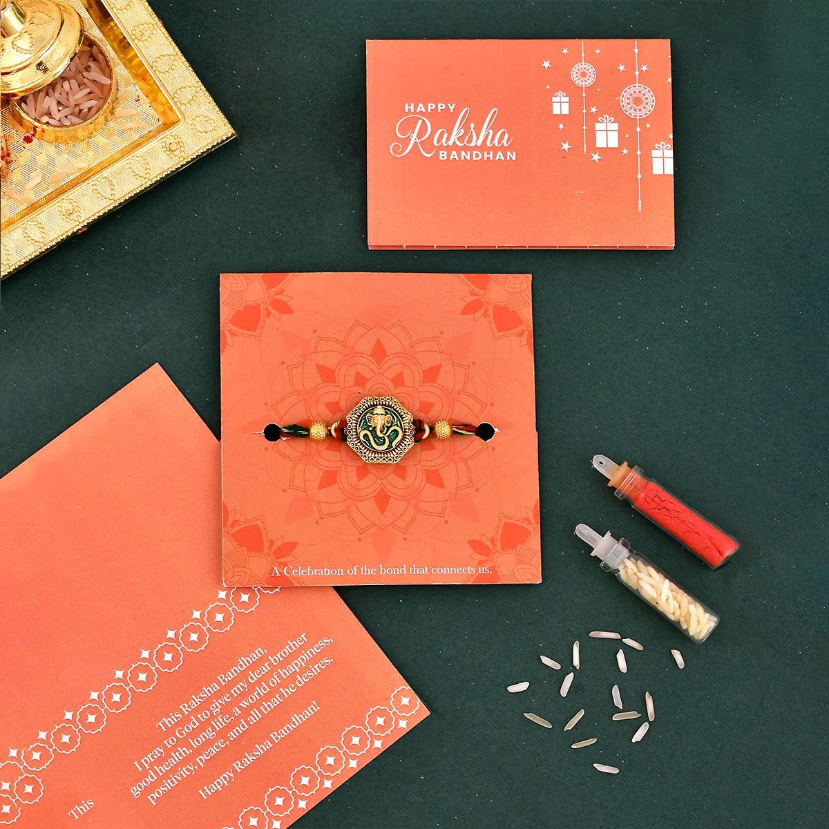 trueBrowns X Voylla Traditional Om And Lord Ganesha Motif Thread Rakhi