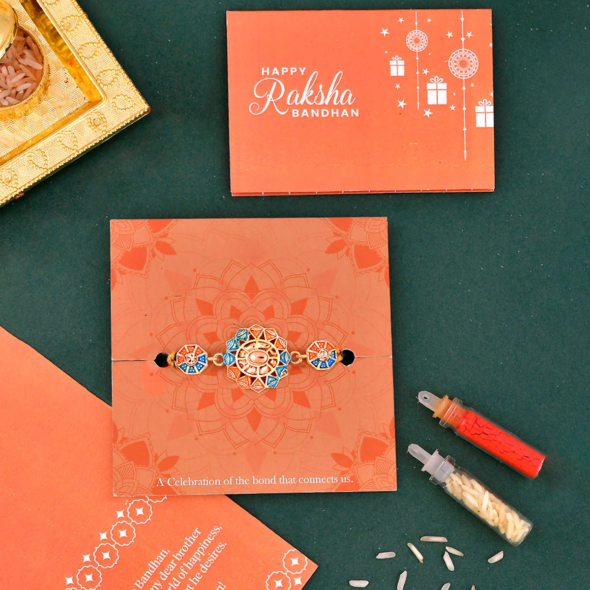 trueBrowns X Voylla Colorful Golden Ethnic Thread Rakhi