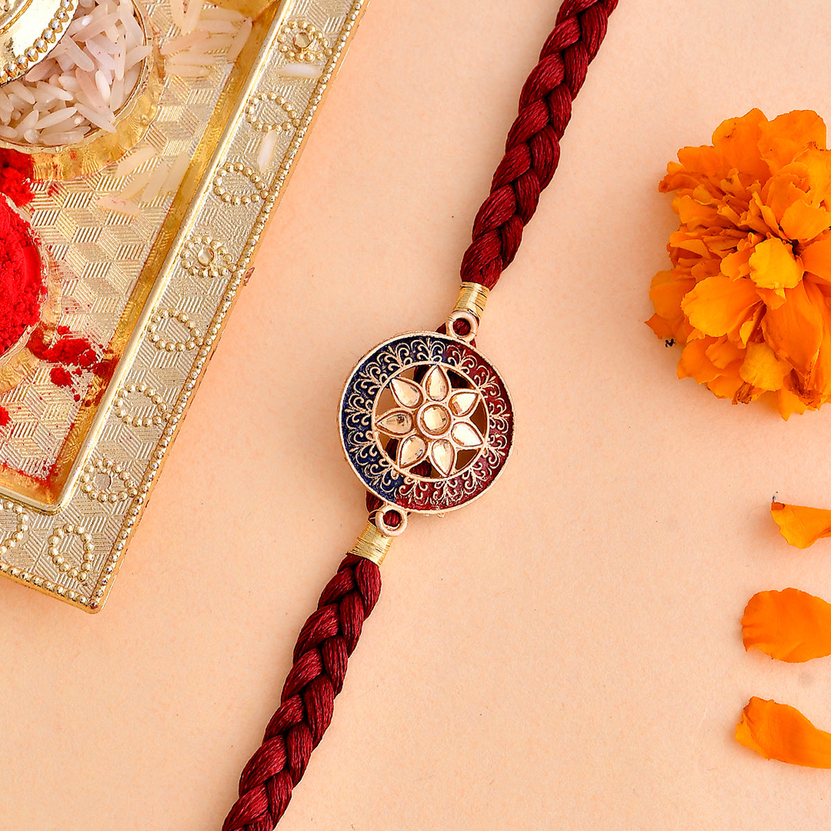 trueBrowns X Voylla Floral Motif Braided Thread Rakhi - Distacart