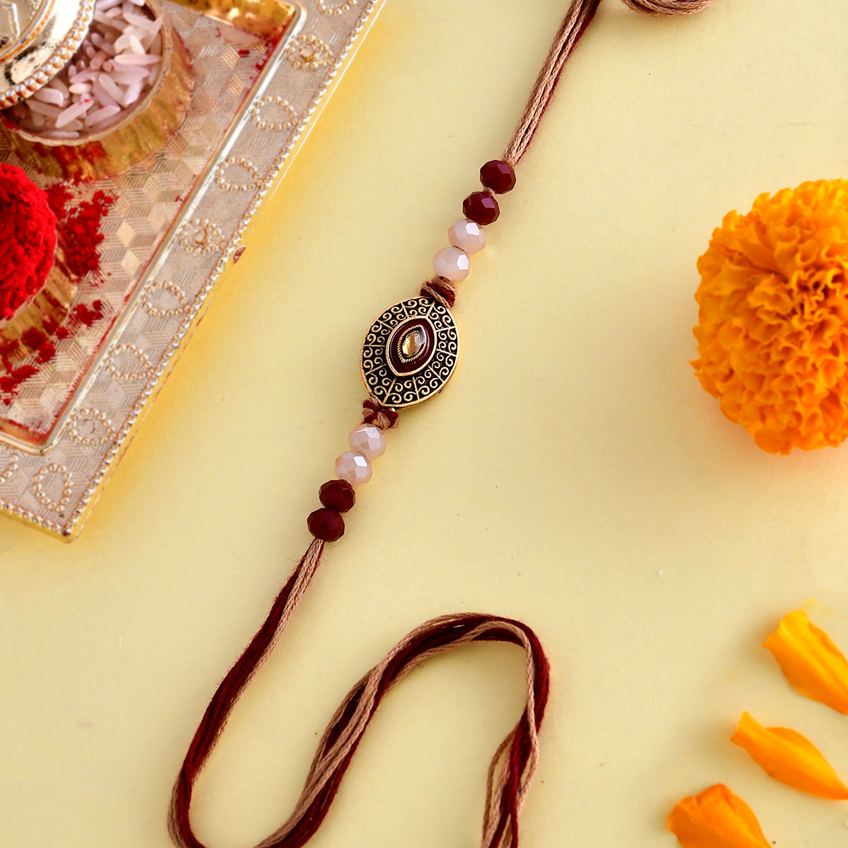 trueBrowns X Voylla Beaded Gem Studded Thread Rakhi - Distacart