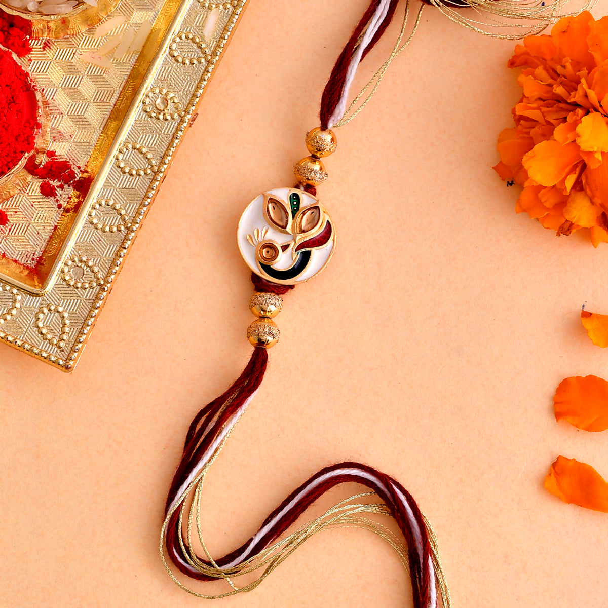 trueBrowns X Voylla Enameled Peacock Motif Thread Rakhi - Distacart