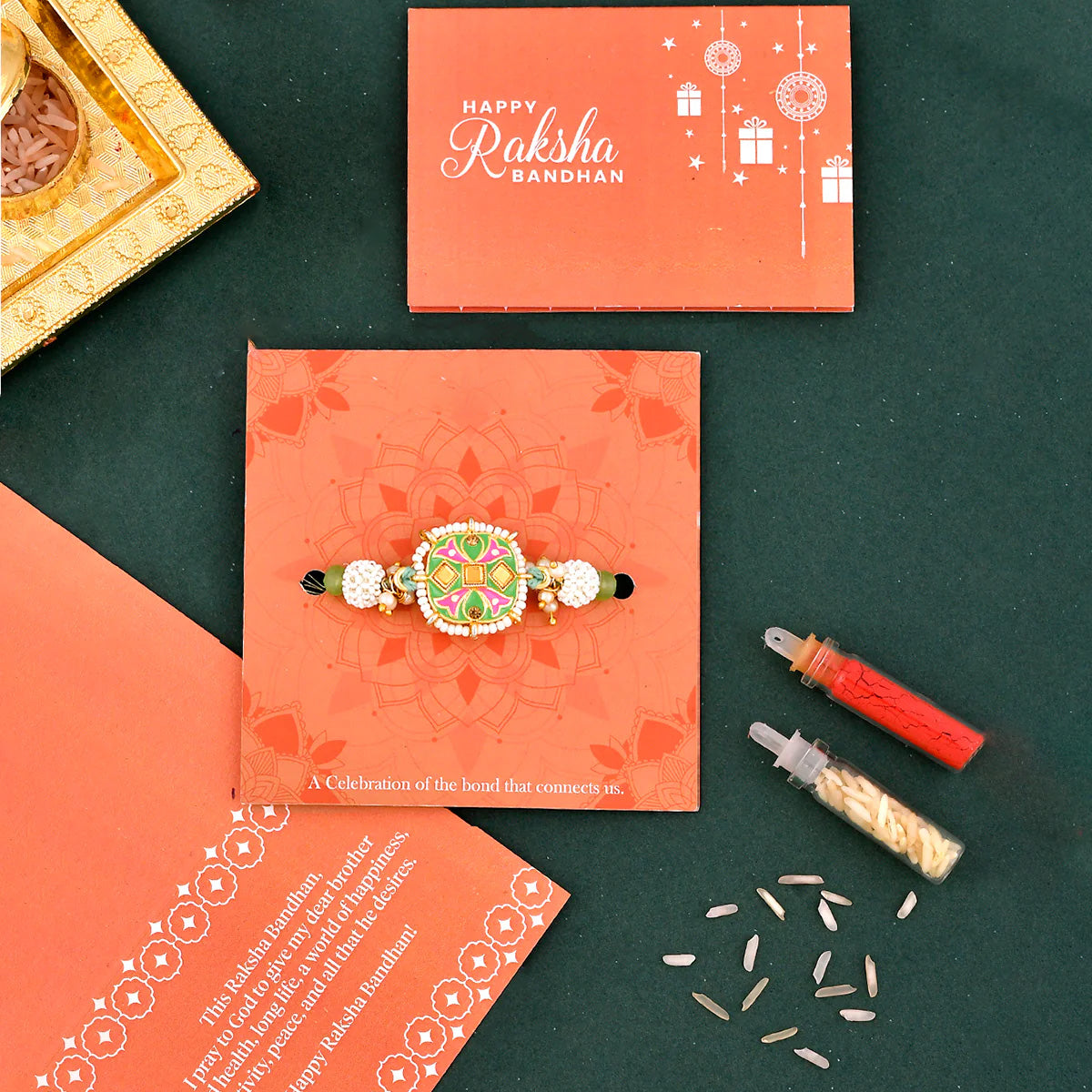trueBrowns X Voylla Enameled Pearl Beads Thread Rakhi
