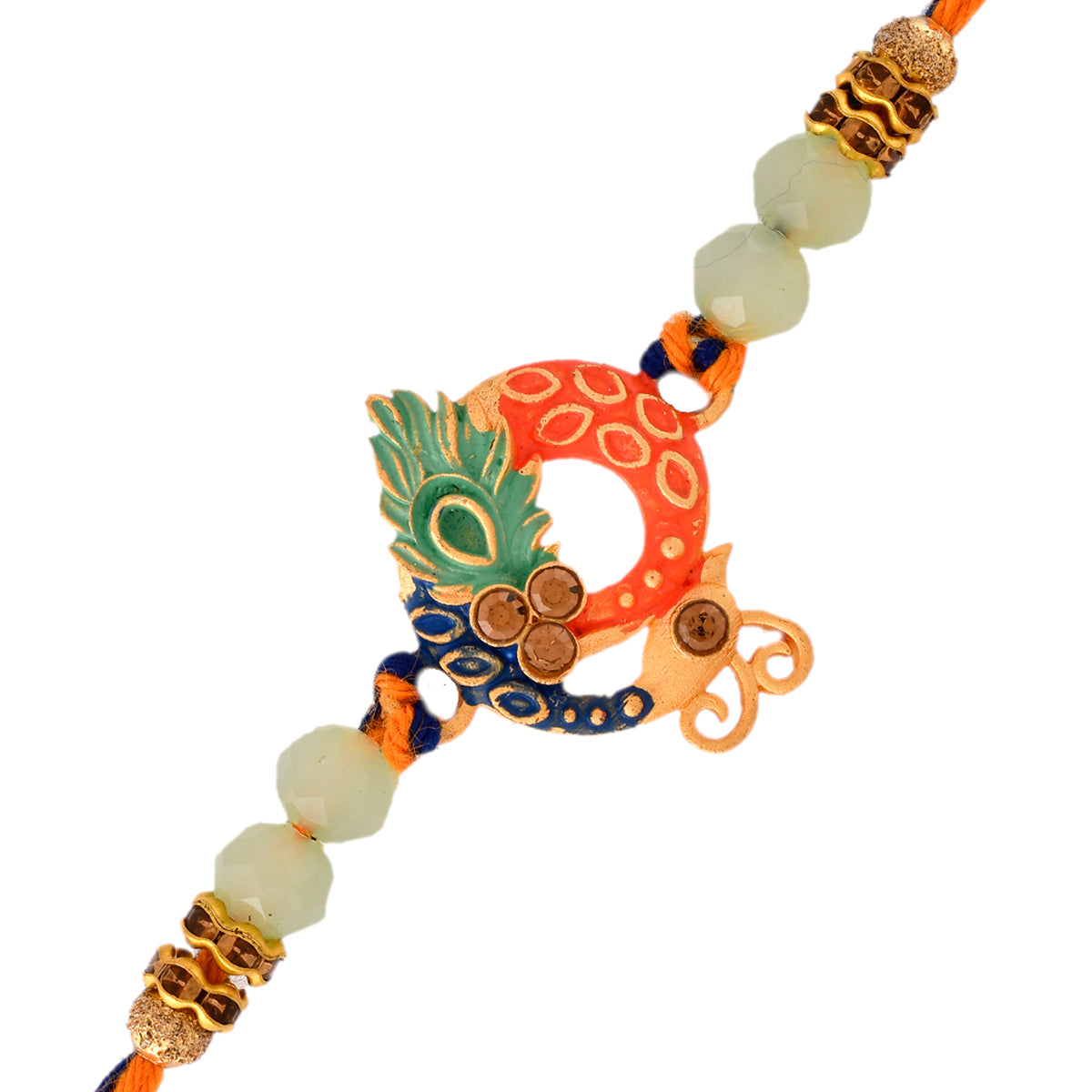 trueBrowns X Voylla Colorful Enameled Peacock Motif Beaded Thread Rakhi