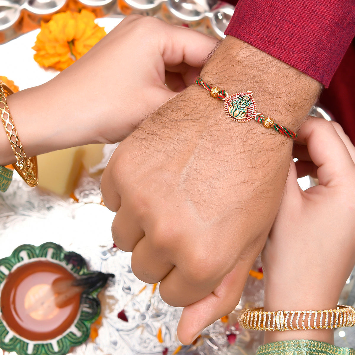 trueBrowns X Voylla Lord Ganesha Colorful Enameled Ethnic Rakhi - Distacart