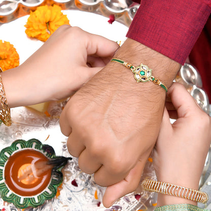 trueBrowns X Voylla Green Gems Studded Ethnic Thread Rakhi - Distacart