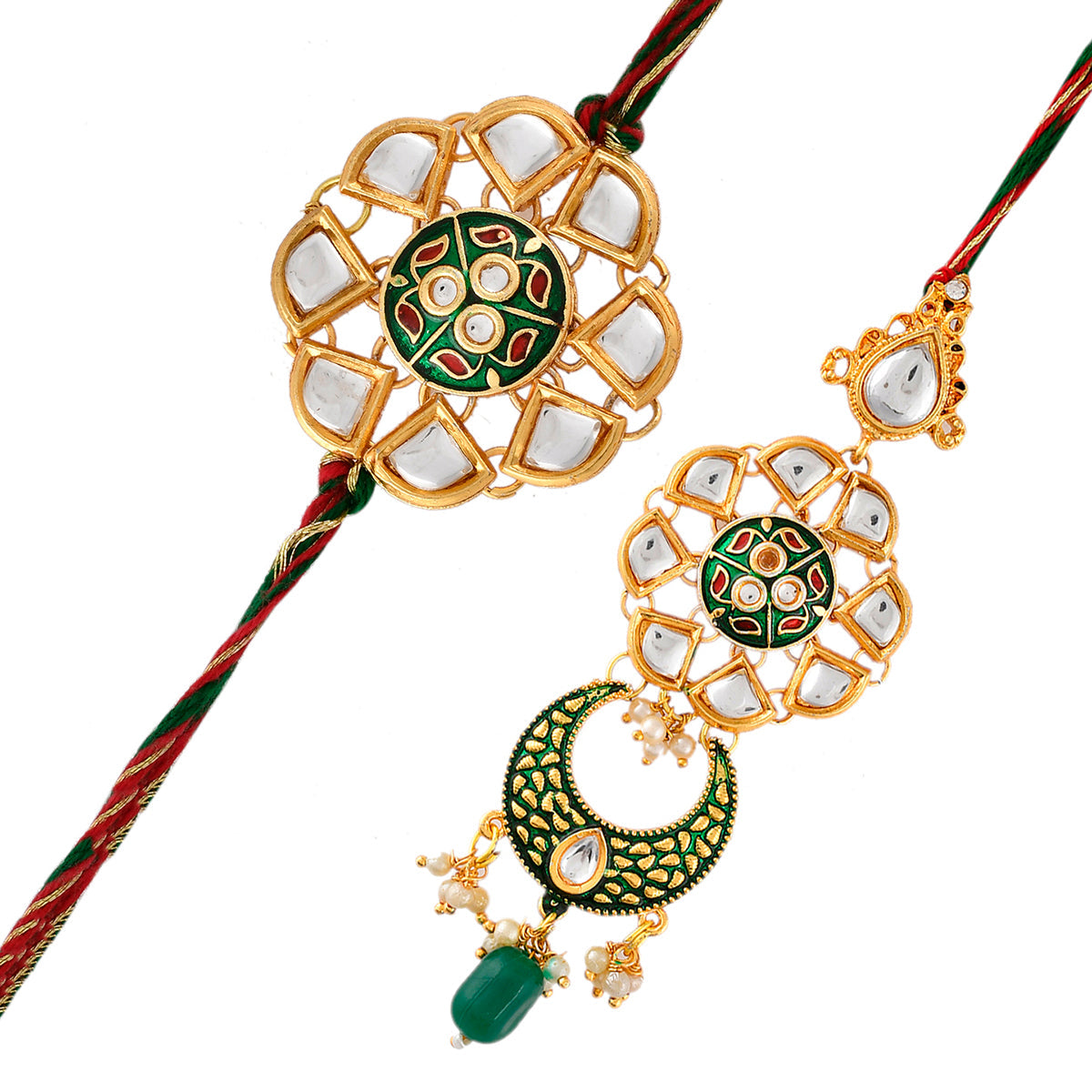 trueBrowns X Voylla Kundan Polki Enameled Bhaiya-Bhabhi Rakhi - Distacart