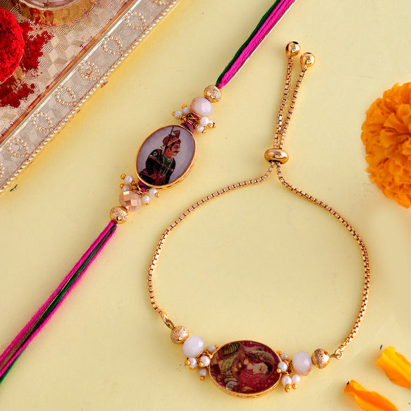 trueBrowns X Voylla Traditional King And Queen Pearl Beads Bhaiya-Bhabhi Rakhi