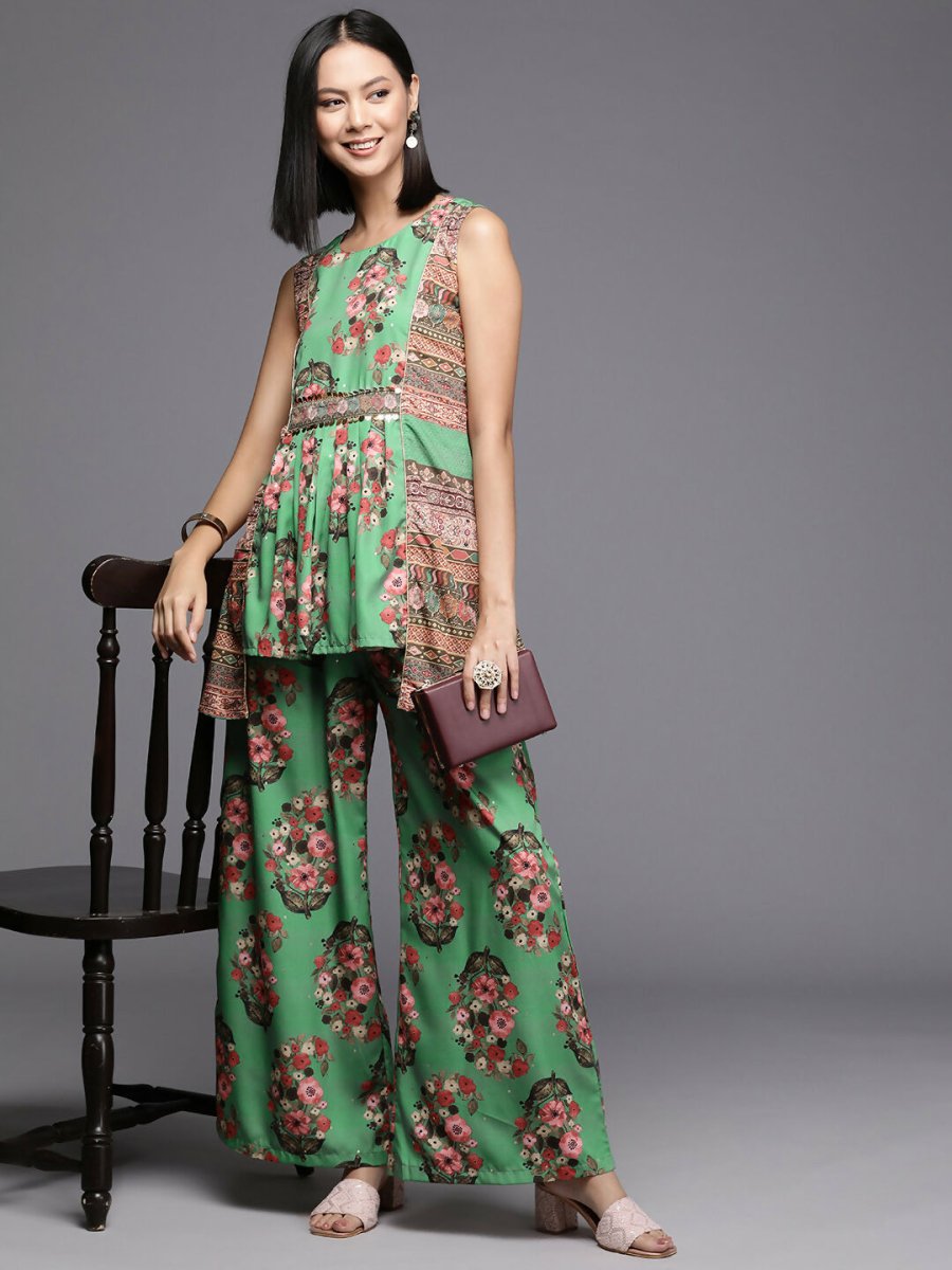 Ahalyaa Women's Traditional Wear Co-ods - Green - Distacart