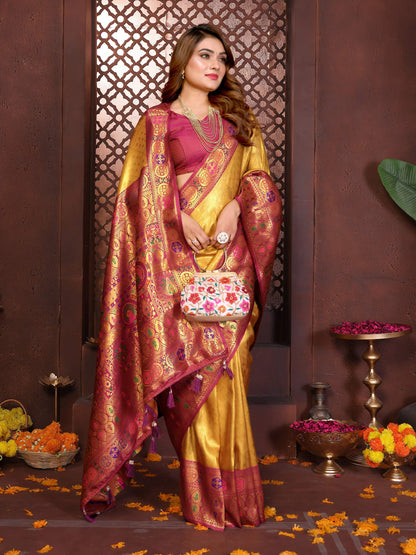 Aastha Fashion Gold Tissue Silk Weaving Saree - Distacart