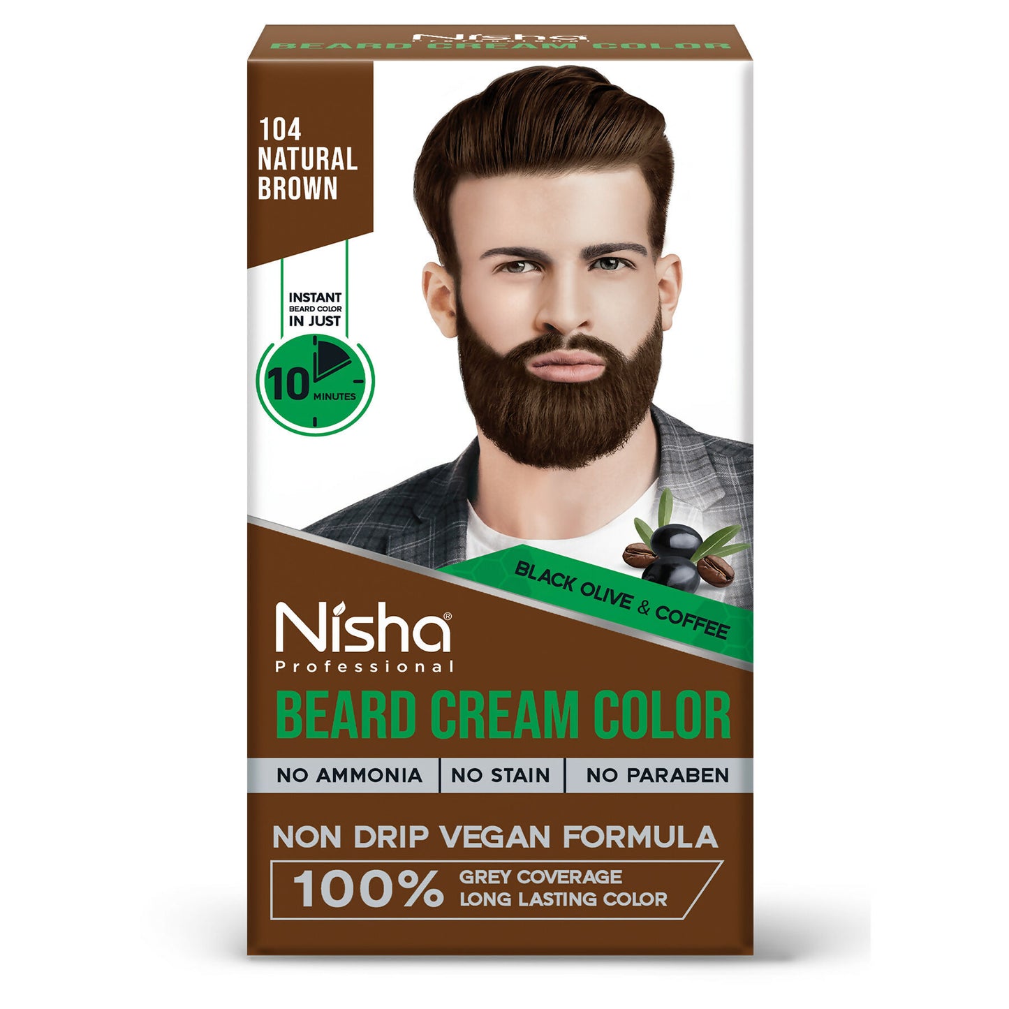 Nisha Beard Colour for Men - Natural Brown - Distacart
