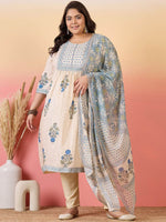 Thumbnail for Sztori Women Floral Yoke Design Regular Kurta with Trousers & With Dupatta