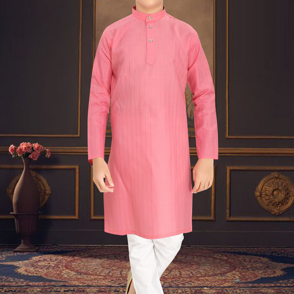 Neera Trendz Pink Cotton Blend Lining Work Kid's Kurta With Pyjama