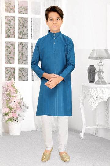 Neera Trendz Rama Cotton Blend Lining Work Kid's Kurta With Pyjama - Distacart