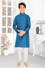 Thumbnail for Neera Trendz Rama Cotton Blend Lining Work Kid's Kurta With Pyjama