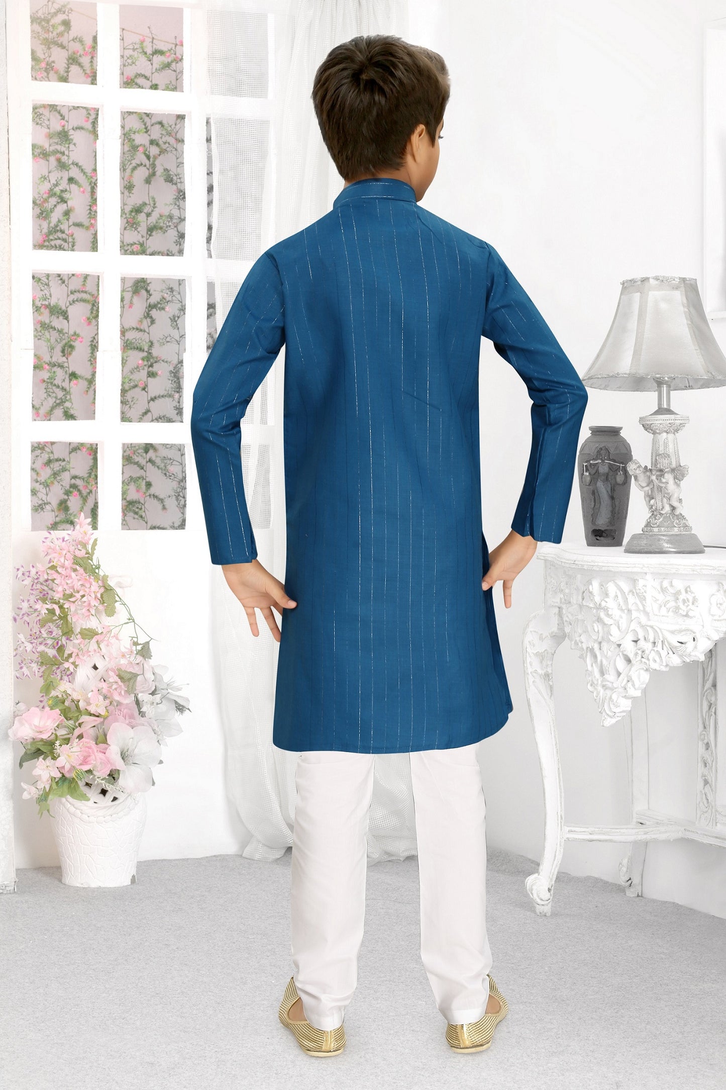 Neera Trendz Rama Cotton Blend Lining Work Kid's Kurta With Pyjama - Distacart