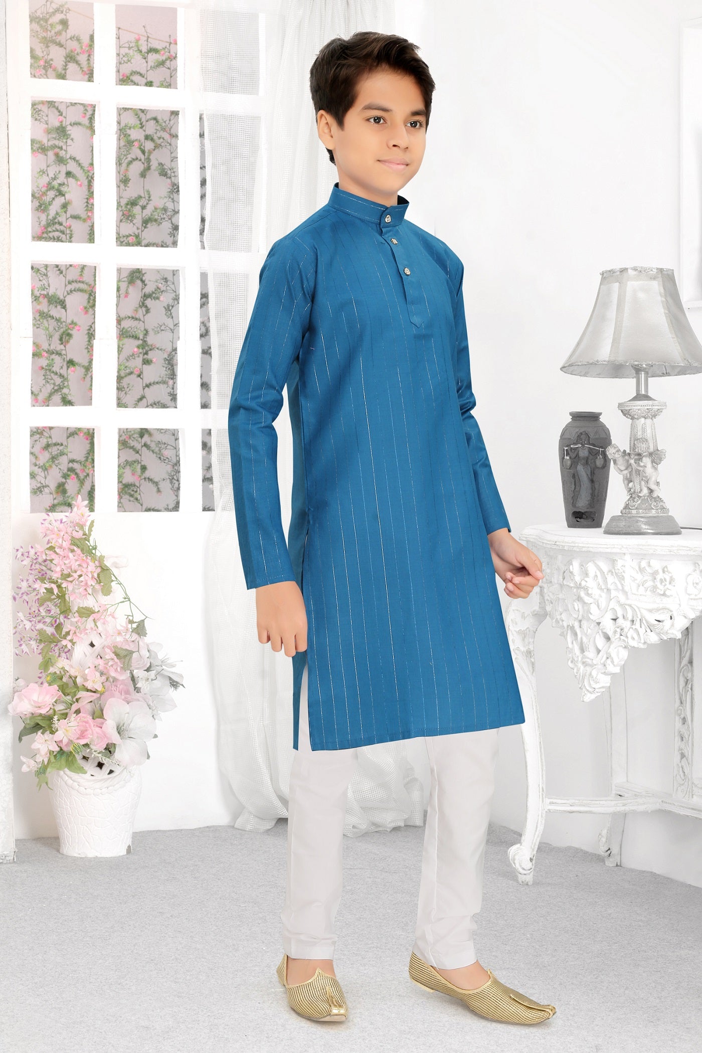 Neera Trendz Rama Cotton Blend Lining Work Kid's Kurta With Pyjama