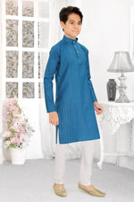 Thumbnail for Neera Trendz Rama Cotton Blend Lining Work Kid's Kurta With Pyjama
