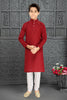 Neera Trendz Red Cotton Blend Lining Work Kid's Kurta With Pyjama - Distacart