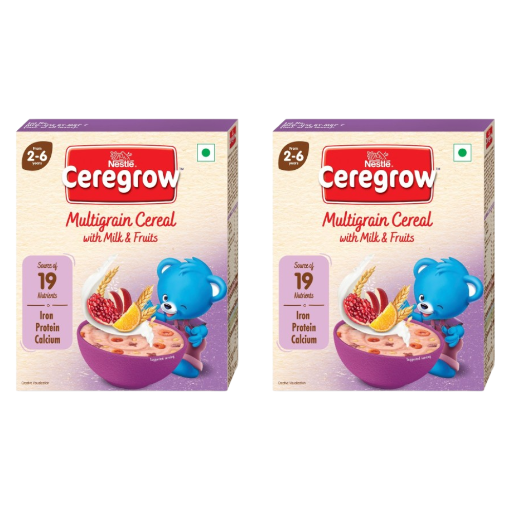 Nestle Ceregrow Kids (2-6 yrs) Cereal-Multigrain, Milk & Fruits, Rich in Iron, Calcium & Protein