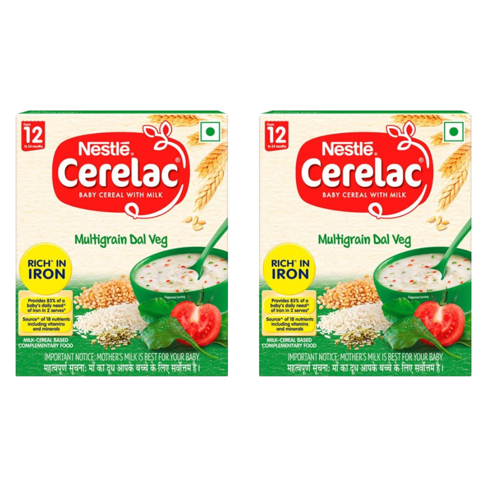 Nestle Cerelac Baby Cereal with Milk, Multigrain Dal Veg 12 Months
