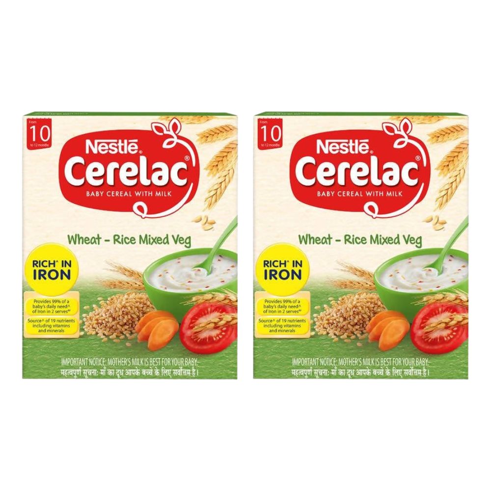 Nestle Cerelac Baby Cereal with Milk - Wheat-Rice Mixed Veg, From 10 to 24 Months