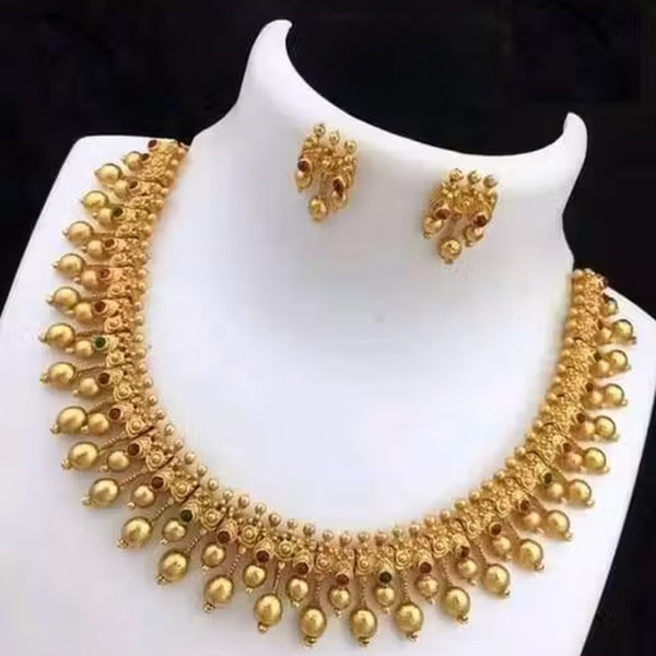 Jewel City Traditional Gold-Plated Droplet Necklace Set for Women – Ethnic Bridal Jewelry with Earrings, Festive Party Wear - Distacart