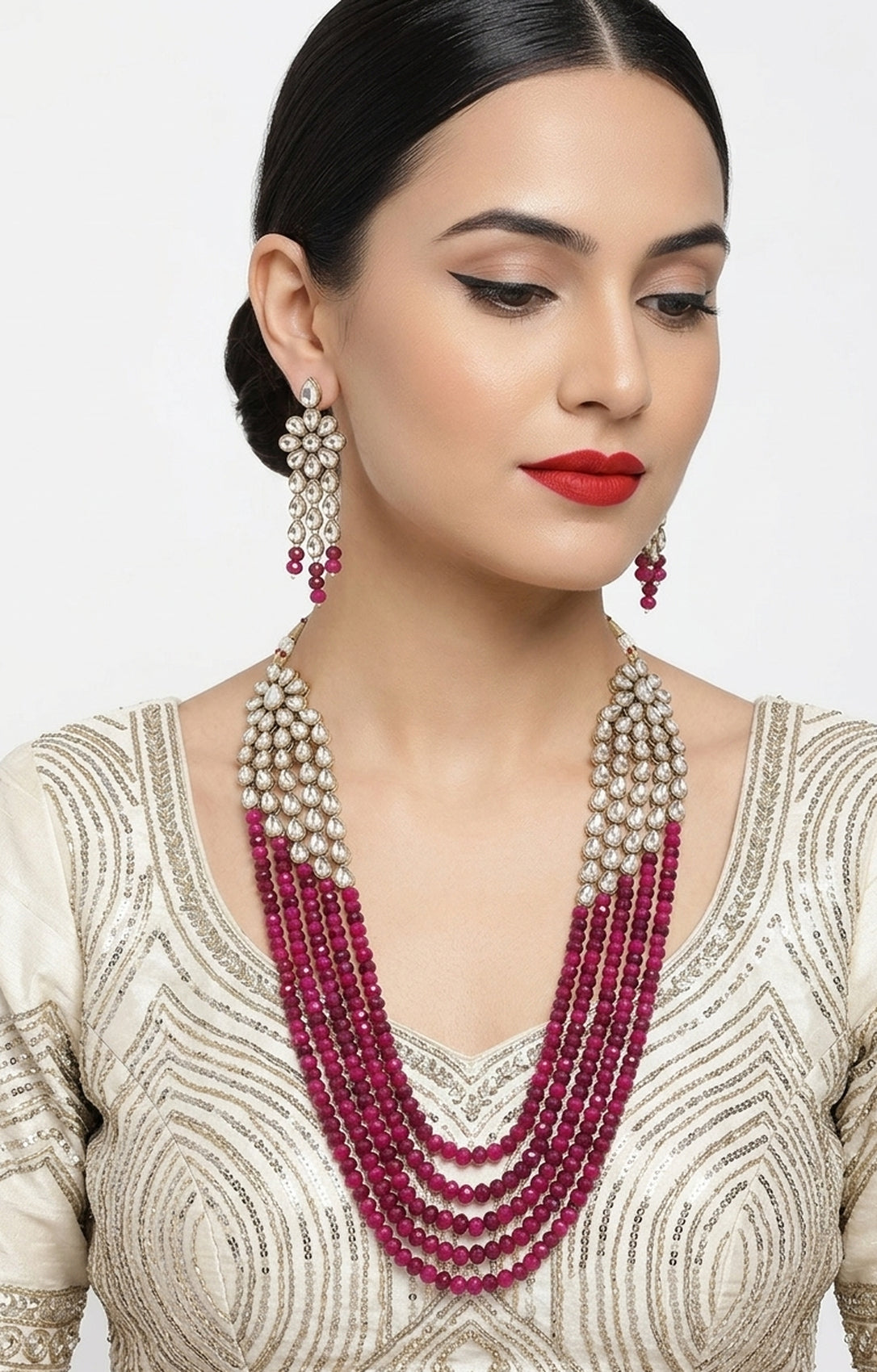 Jewel City Luxury Kundan Multi Crystal Statement Necklace Set | Traditional Indian Wedding Jewelry - Distacart