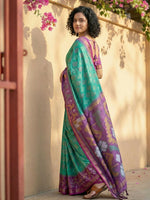 Thumbnail for Shree Shyam Fashion Rama Green Pochampally Silk Saree - Distacart